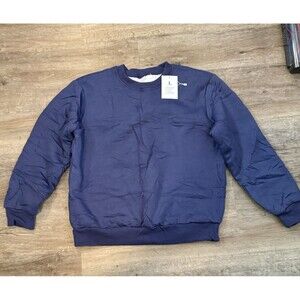 Flygo Sweatshirt Unisex Large Blue Sherpa Fleece Lined Crewneck Pullover XWarm